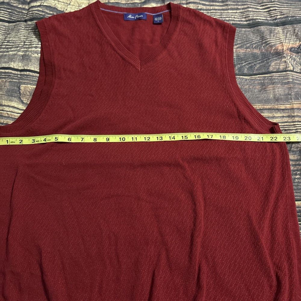 Alan Flusser Mens Red Sleeveless V Neck Textured  Pullover Sweater Vest Size L - Picture 3 of 5